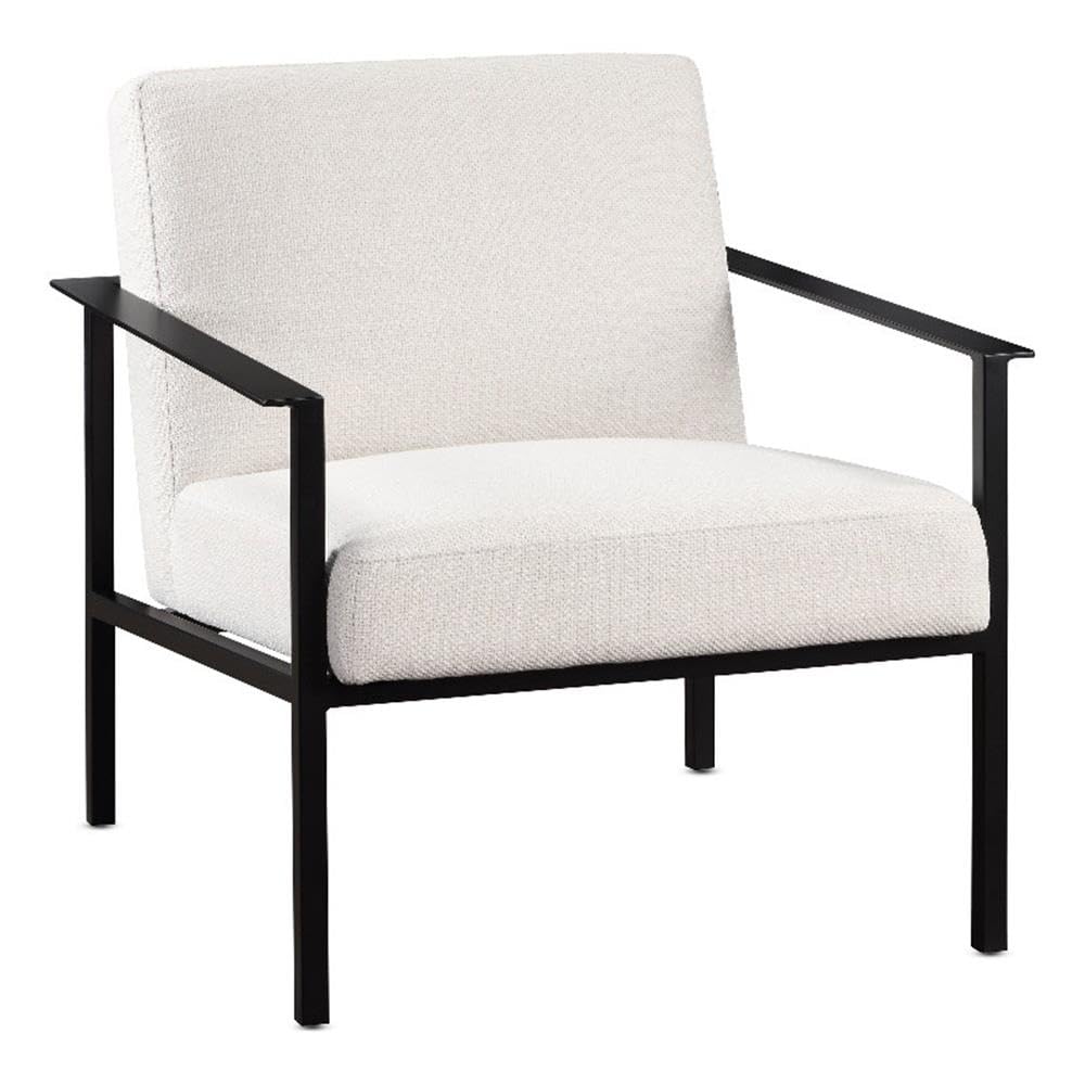 Comfort Pointe Milano Polyester Oatmeal Cream Stationary Black Metal Accent Chair