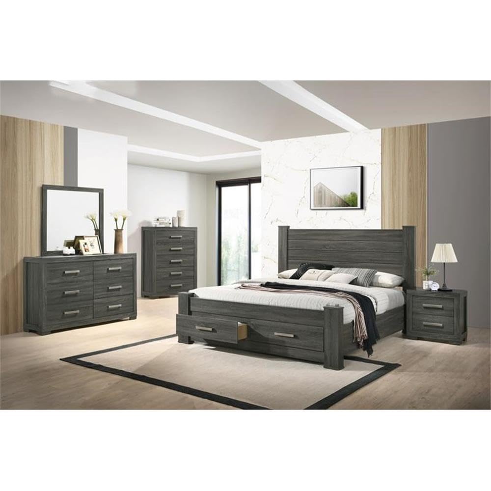 Best Quality Furniture California King Bed Only, Weathered Gray