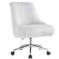 Acme Arundell II Fabric Upholstered Swivel Office Chair in White and Chrome