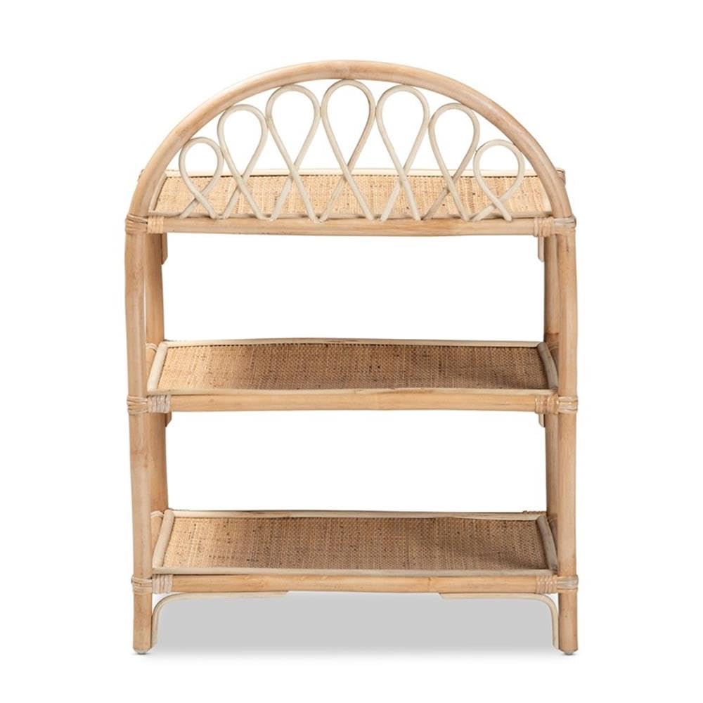 Baxton Studio Redell Rattan 3-Tier Display Shelf - Thumbnail 4