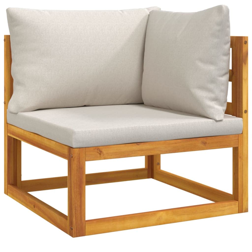 vidaXL - 7 Piece Outdoor Patio Furniture Set - Light Gray Cushions, Solid Acacia Wood, Modular Design - Lounge Sofa, Coffee Table