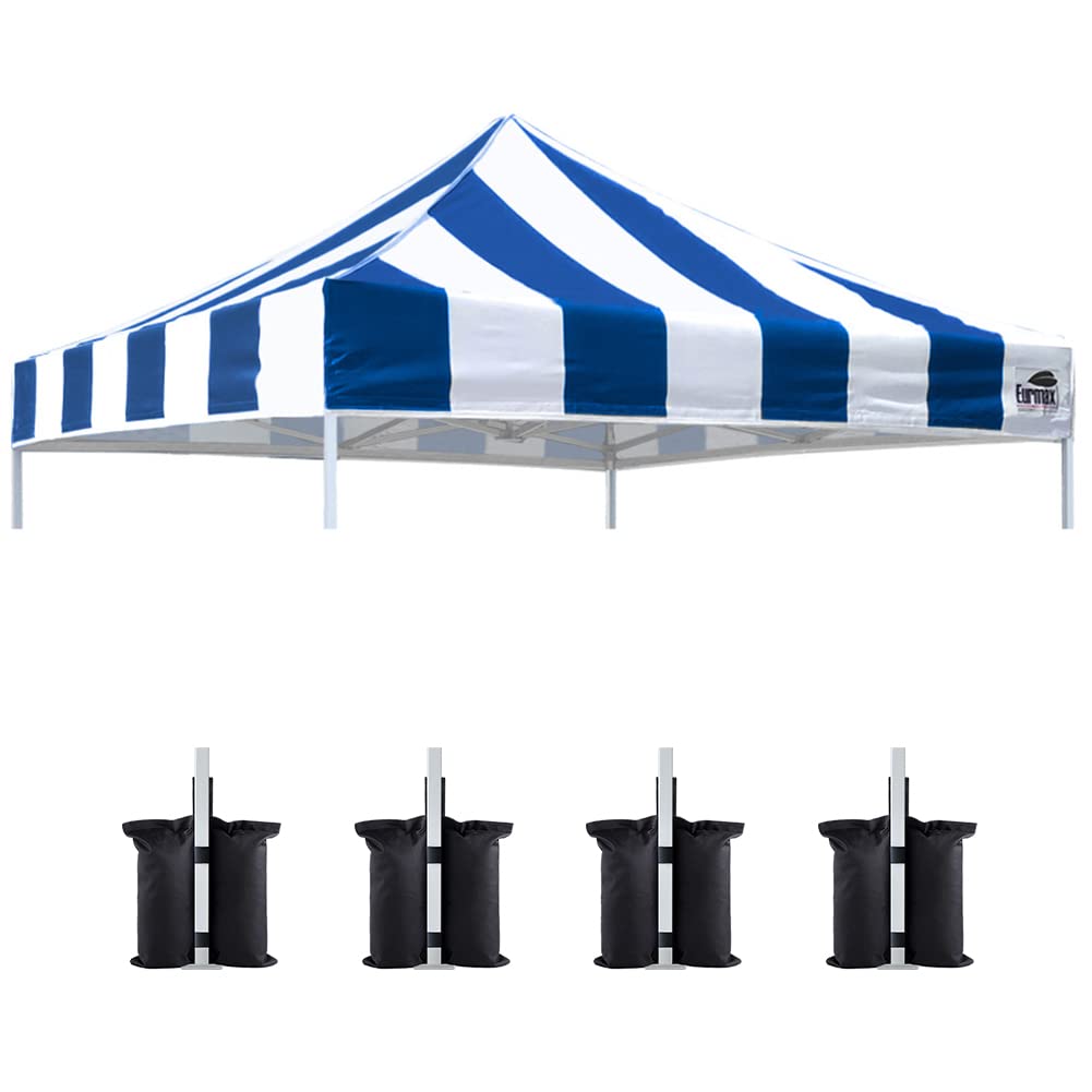 Eurmax Usa Canopy Replacement Top Only,10X10 Pop Up Canopy Tent Top Cover,Choose 30 Colors,Bonus 4Pc Pack Canopy Weight Bag(Stri