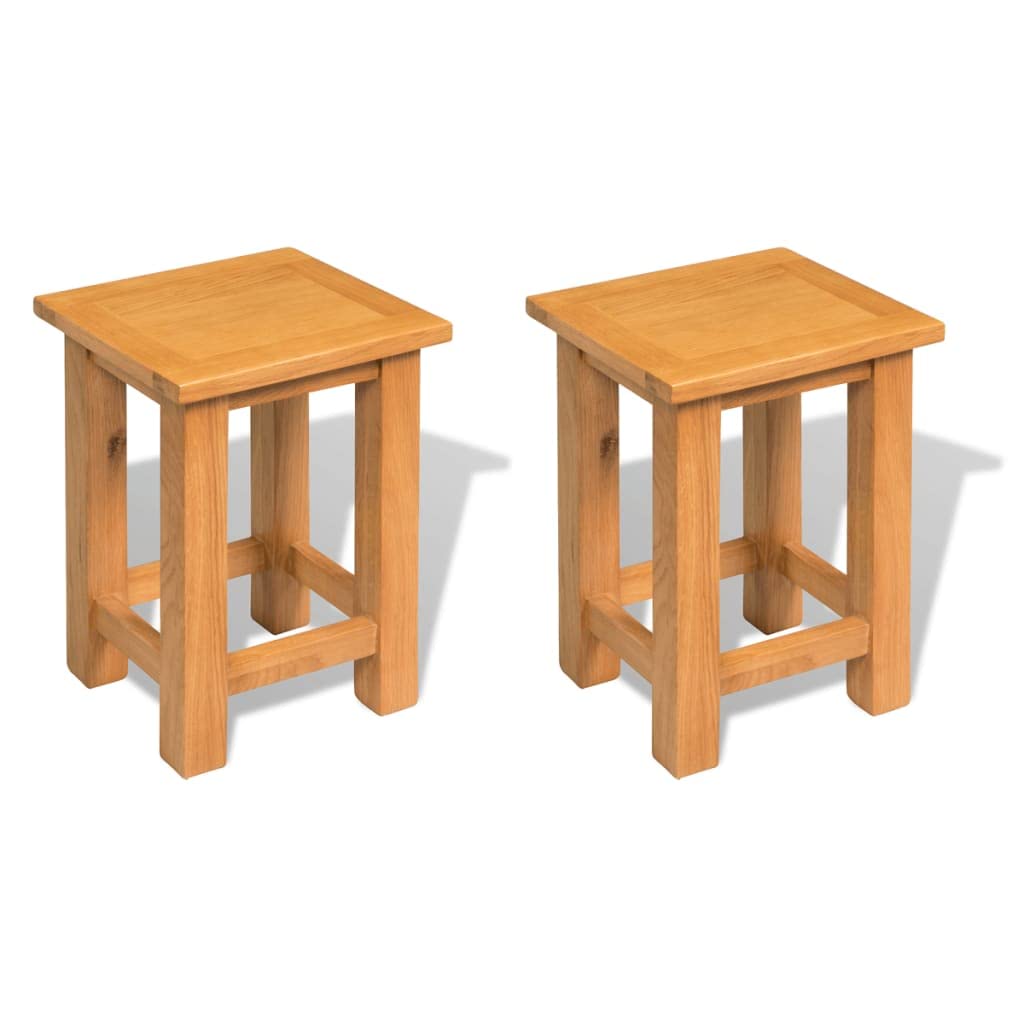 vidaXL Oak Wood End Tables 2 pcs Set - Compact and Versatile Rectangular Design for Living Room or Bedroom Use