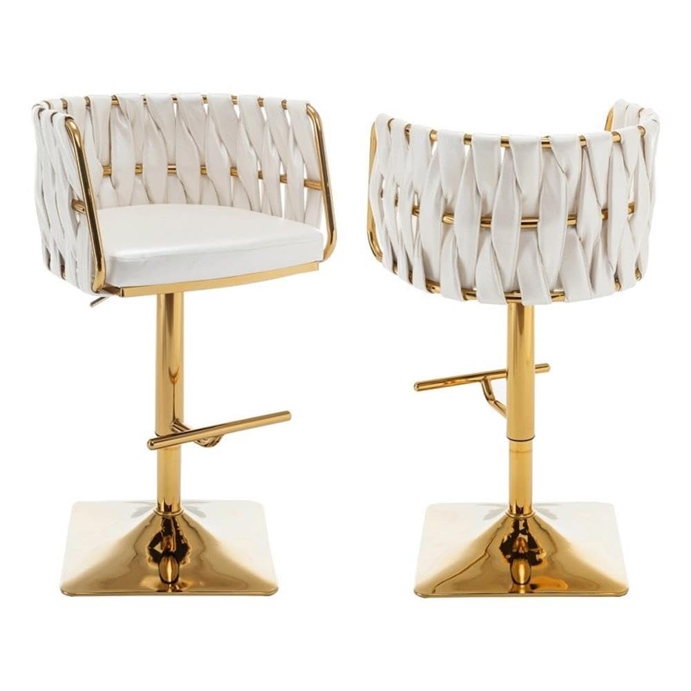 Best Quality Furniture Bs149-Bs158 Bar Stools, Set Of 2, White/Gold