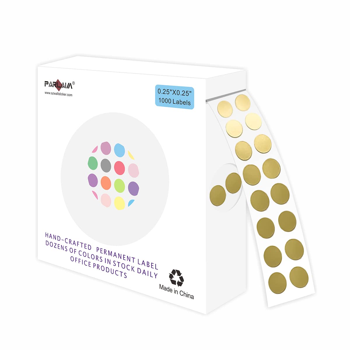 Parlaim 0.25 Inch Color-Code Dot Stickers,1000 Stickers Roll Coding Label Sticker For Office,Student Classroom(Glod)