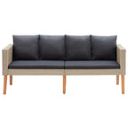 vidaXL Patio Furniture Set 3 Piece, Sectional Sofa for Outdoor Garden, Couch with Cushions, Coffee Table, Scandinavian Style, Poly Rattan Beige