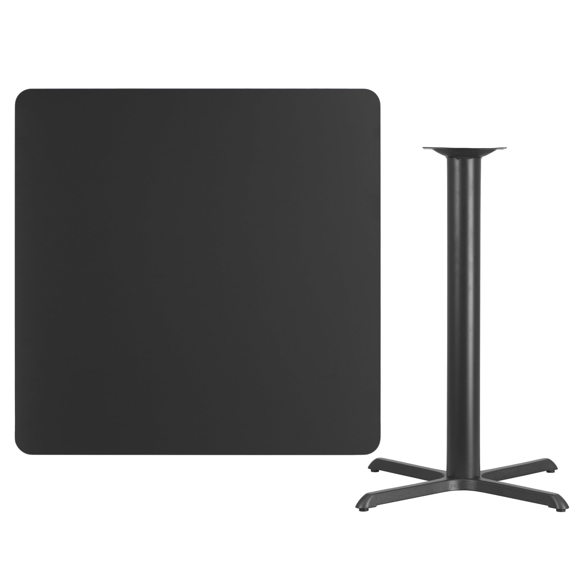 Flash Furniture 42'' Square Black Laminate Table Top with 33'' x 33'' Bar Height Table Base