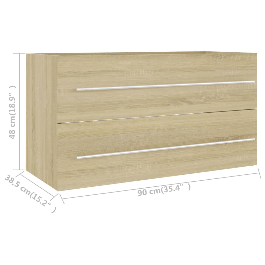 vidaXL Bathroom Cabinet 2 Piece, Bathroom Vanity Bathroom Cupboard, Linen Cabinet, Bathroom Storage Cabinet, Modern, Sonoma Oak Engineered Wood