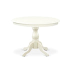 East West Furniture HBDA5-LWH-C 5 Piece Kitchen Table & Chairs Set Includes a Round Dining Room Table with Pedestal and 4 Linen Fabric Upholstered Chairs, 42x42 Inch, Linen White