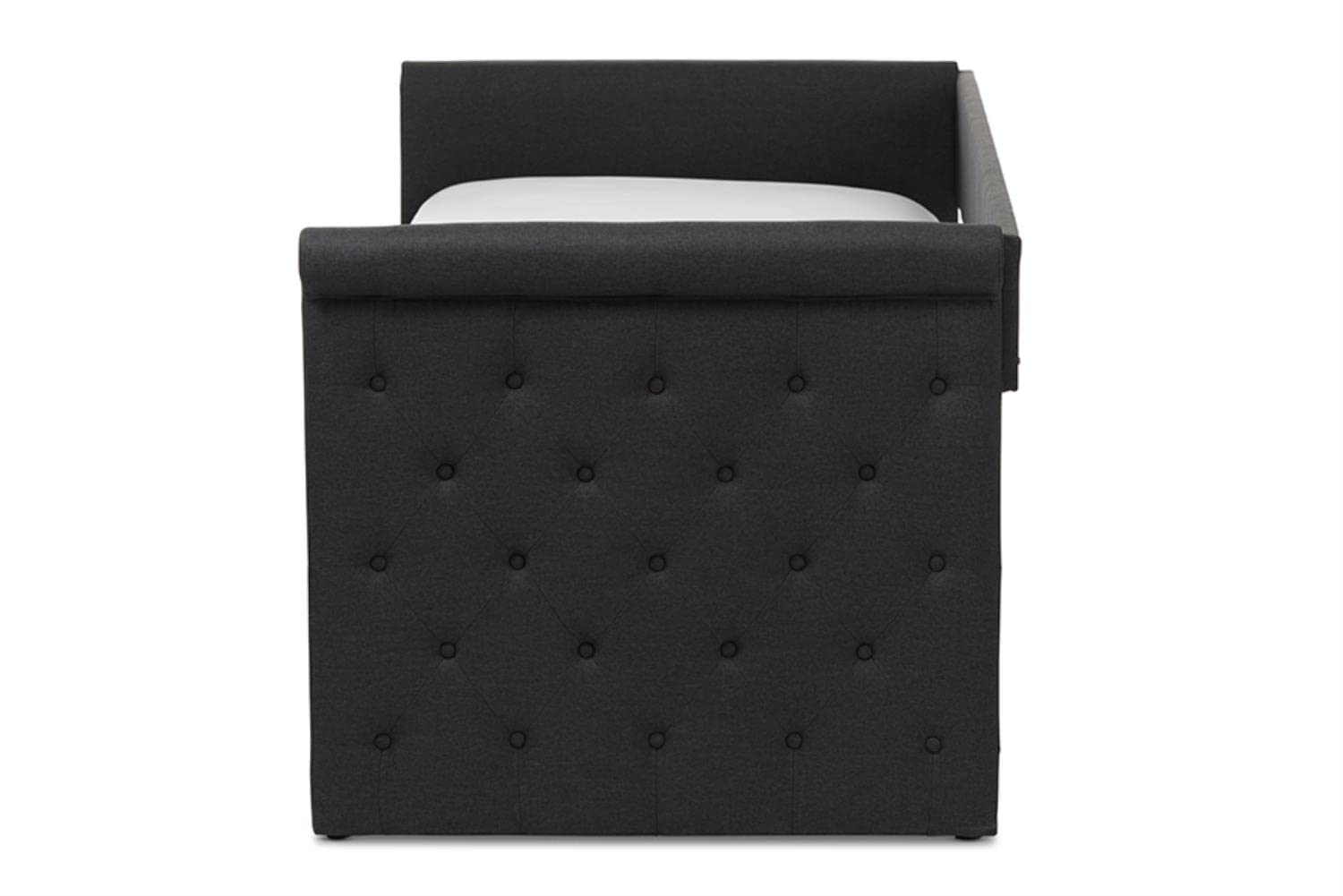 Baxton Studio Alena Modern and Contemporary Dark Grey Fabric Upholstered Full Size Daybed with Trundle