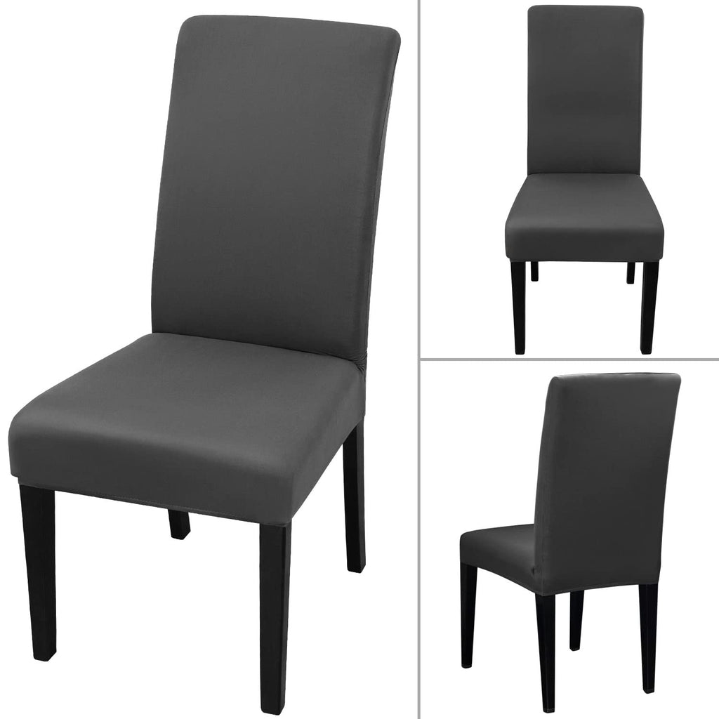 Jqinhome 6 Pcs Dining Chair Slipcover,High Stretch Removable Washable Chair Seat Protector Cover For Home Party Hotel Wedding Ceremony (Grey)
