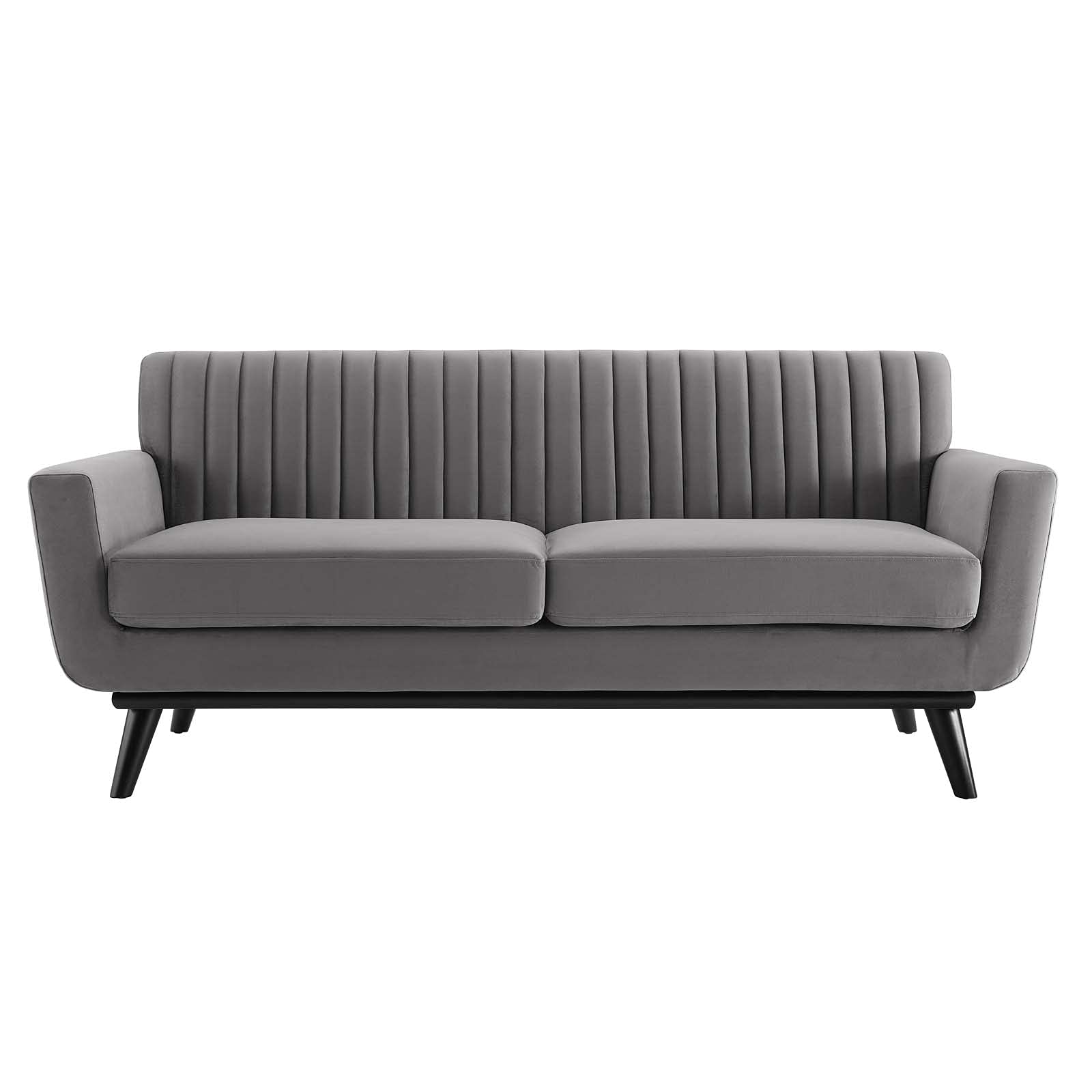 Modway Engage Channel Tufted Performance Velvet Loveseat in Gray