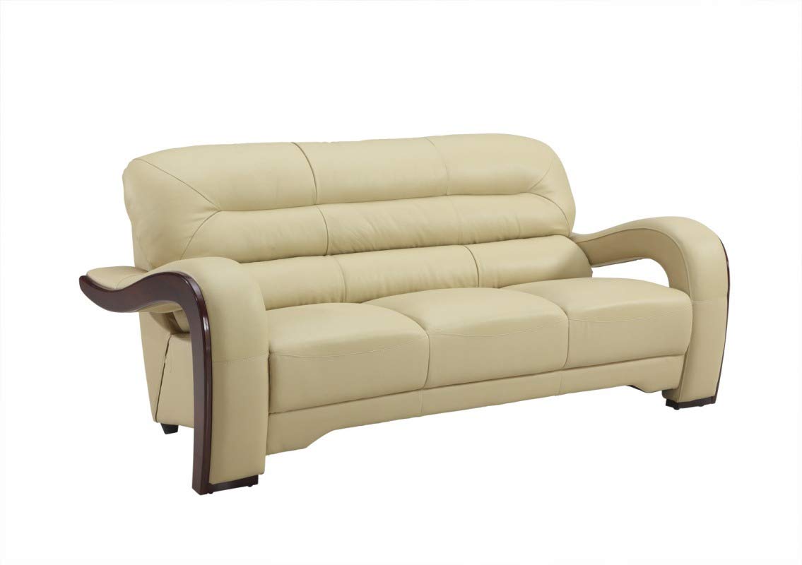 HomeRoots 36' Glamorous Beige Leather Sofa