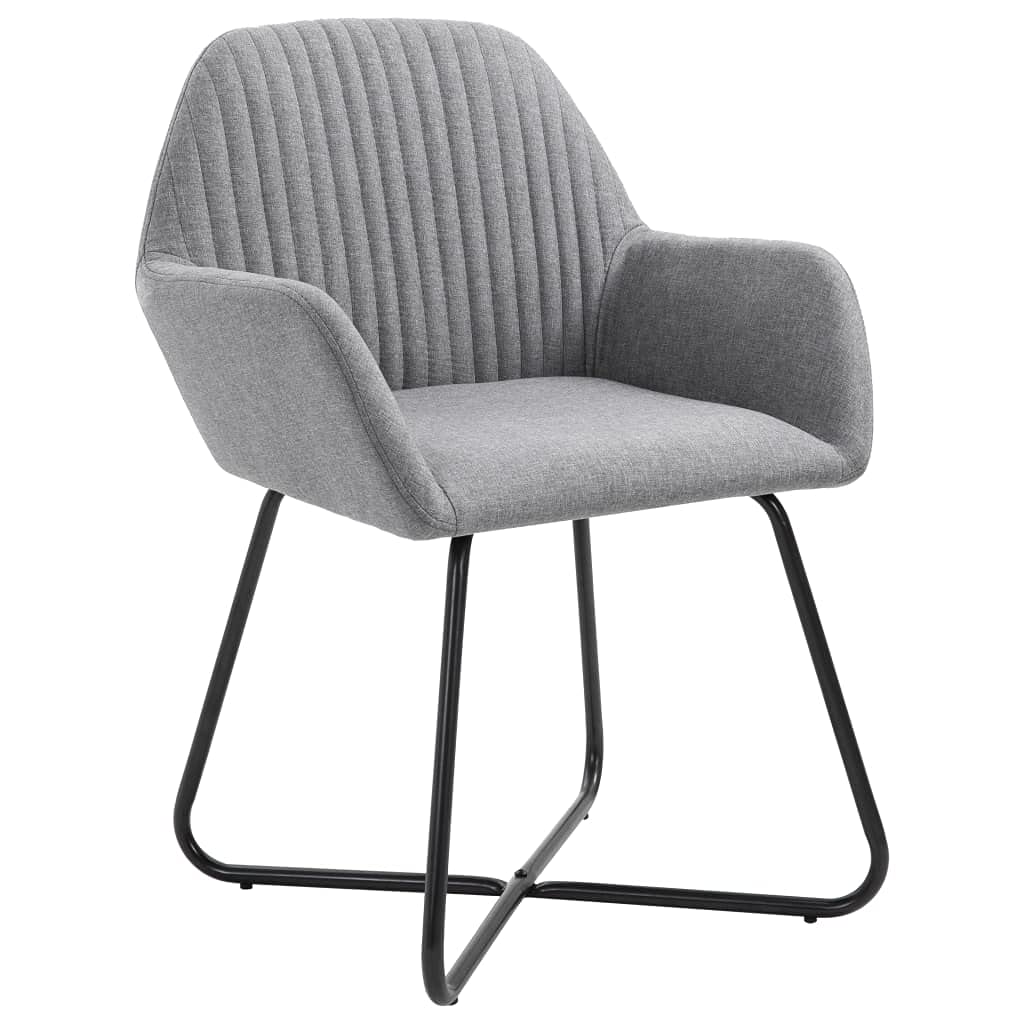 vidaXL 6-Piece Dining Chairs - Upholstered in Light Gray Fabric - Modern Style - Durable and Comfortable Seating with Armrests and Backrests - Powder Coated Steel Legs