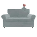 Znsayotx Luxury Velvet Sofa Cover 3 Piece (57'-70') Stretch Loveseat Covers For 2 Cushion Couch Thick Soft Couch Slipcover With Non Slip Strap, Dog Pet Friendly Nice Furniture Protector (Light Grey)