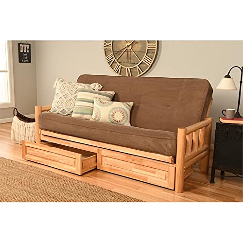 Kodiak Furniture Lodge Futon with Fabric Mattress in Natural/Marmont Brown