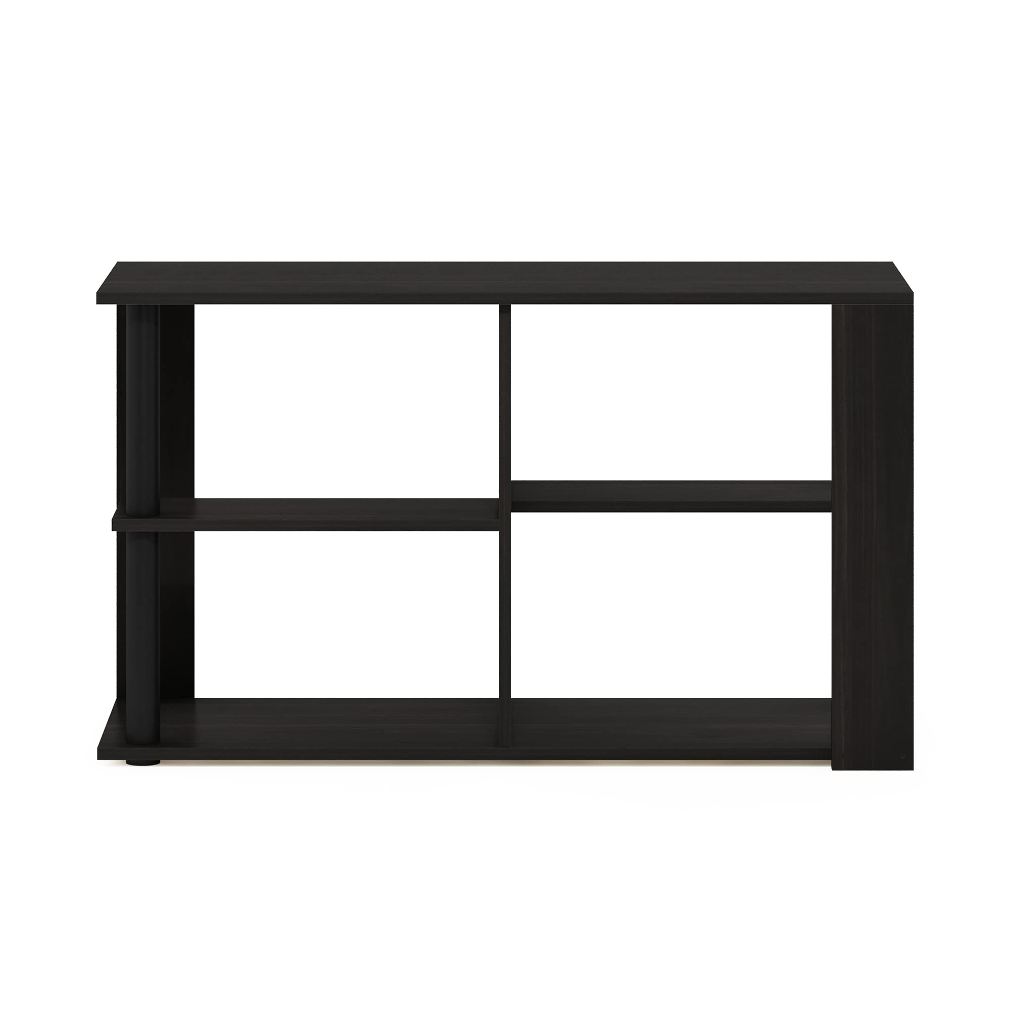 Furinno Romain Narrow End Table With Shelves, Espresso/Black