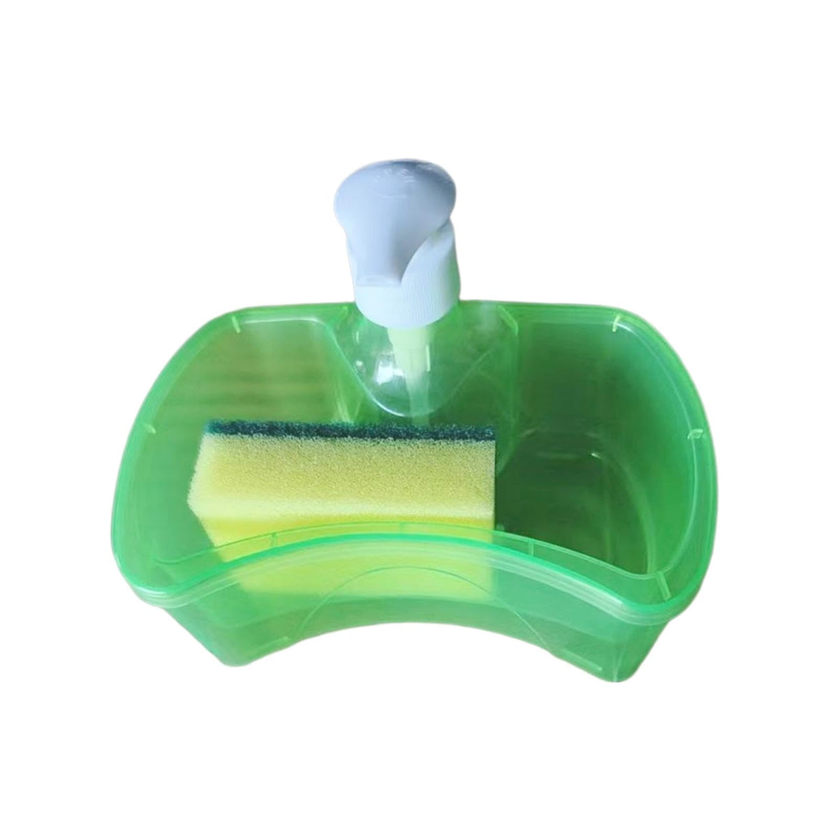 TRENDIVIBE Soap Dispenser and Scrubber Holder Soap Liquid Pump Bottle for Bathroom Home Green