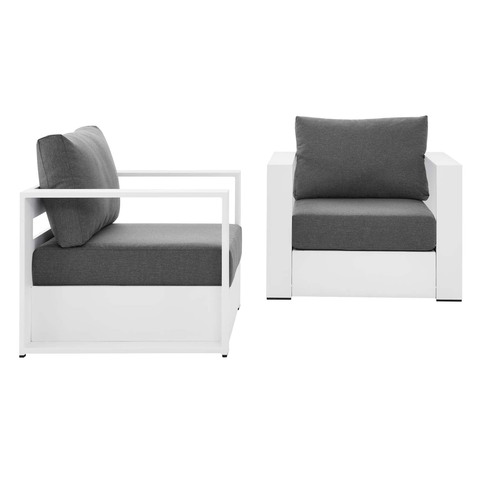 Modway Tahoe Aluminum 2-Piece Patio Set In White Charcoal