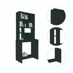 Xalo Computer Hutch Desk, Lower Shelf, 4 Shelves, Black