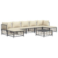vidaXL 8 Piece Patio Lounge Set - Anthracite/Beige Poly Rattan & Steel Outdoor Furniture - Weather-Resistant, Comfortable, Modular Design - Includes Corner Sofa, Middle Sofa, Footstool & Table