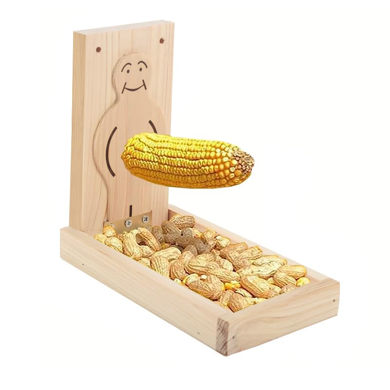 Proud Man Wild Squirrel Feeders Wooden Outdoors Decoration For Garden Outside Yard Backyard Tree Decor, Sturdy Squirrel Feeder C