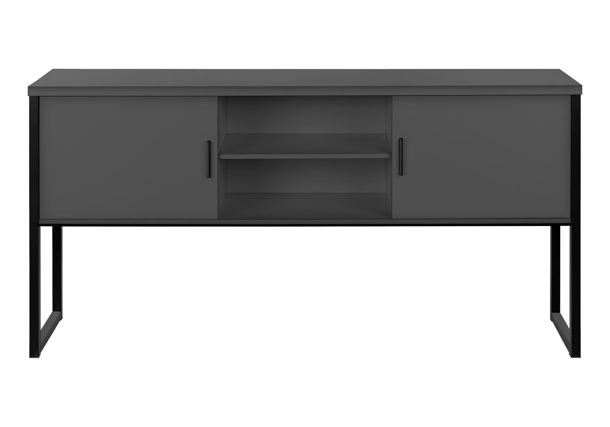 Monarch Specialties I 7733 Office Hutch, 72&quot; L, Work, Storage Doors, Home Office, Commercial Grade, Grey Black