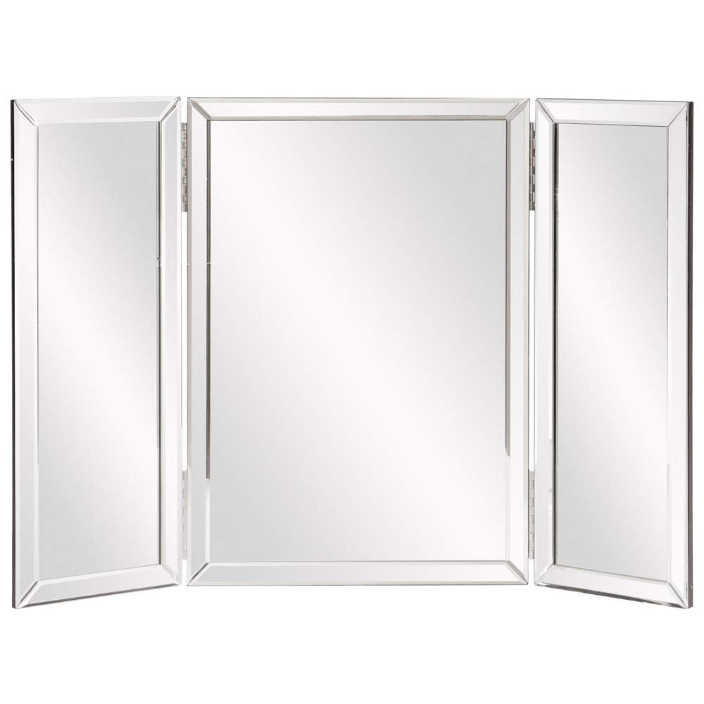 HomeRoots Mirrored Glass/Wood 2 Door Rectangular Central Mirror Hinged Vanity Mirror