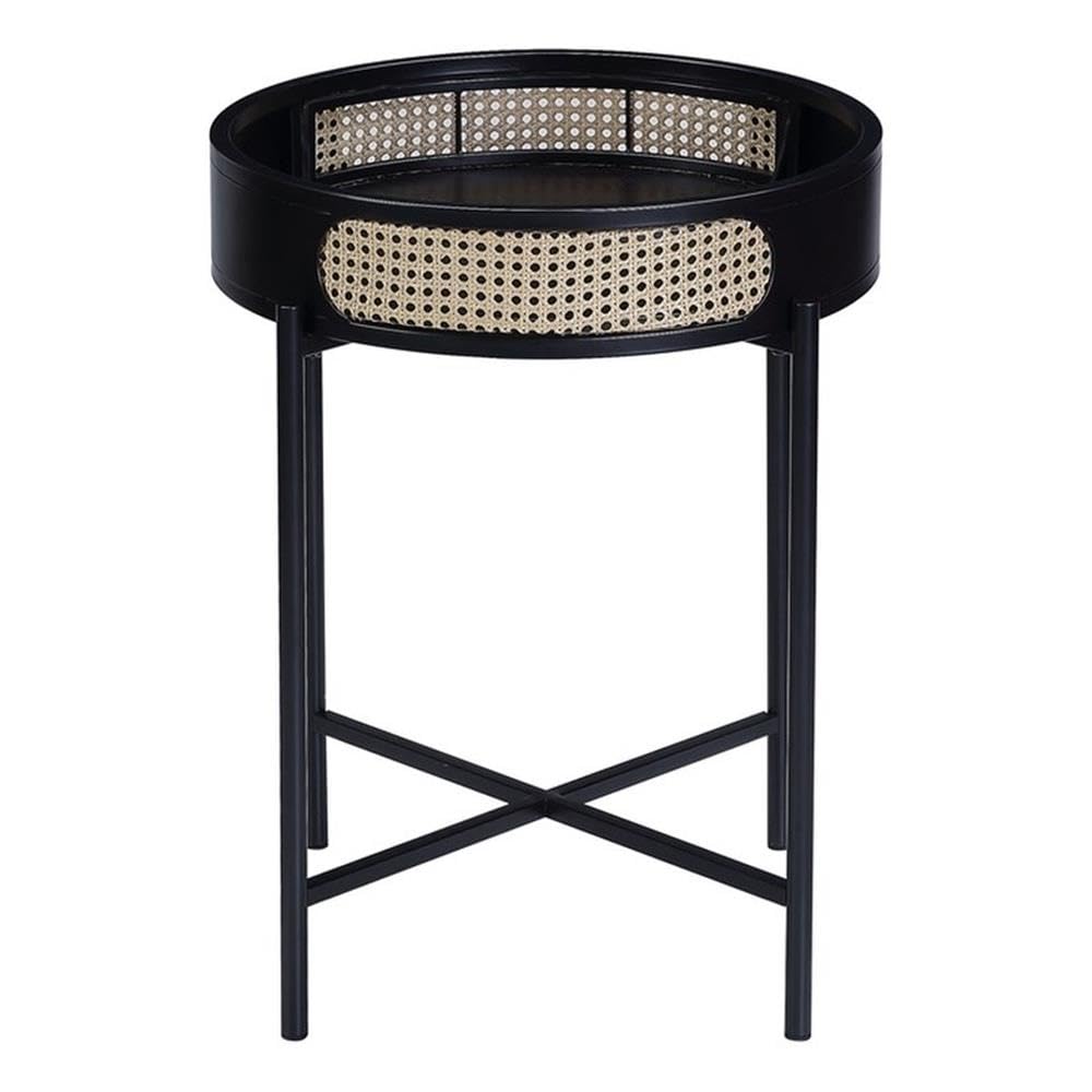Acme Furniture Round End Table with Open Top, Black