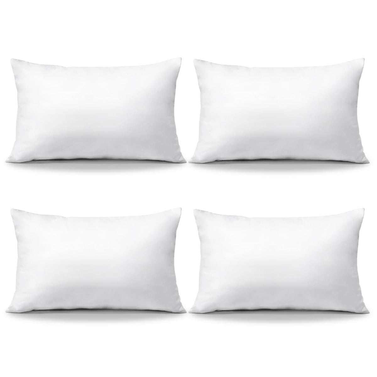 Otostar Pack Of 4 Throw Pillow Inserts, 12 X 20 Rectangle Cushion Inner Soft Fluffy Plump Stuffer Cushion Pads White Decorative