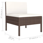 vidaXL Brown Poly Rattan 6-Piece Patio Lounge Set with Cream Cushions - Weather Resistant Outdoor Furniture with Deep Seating