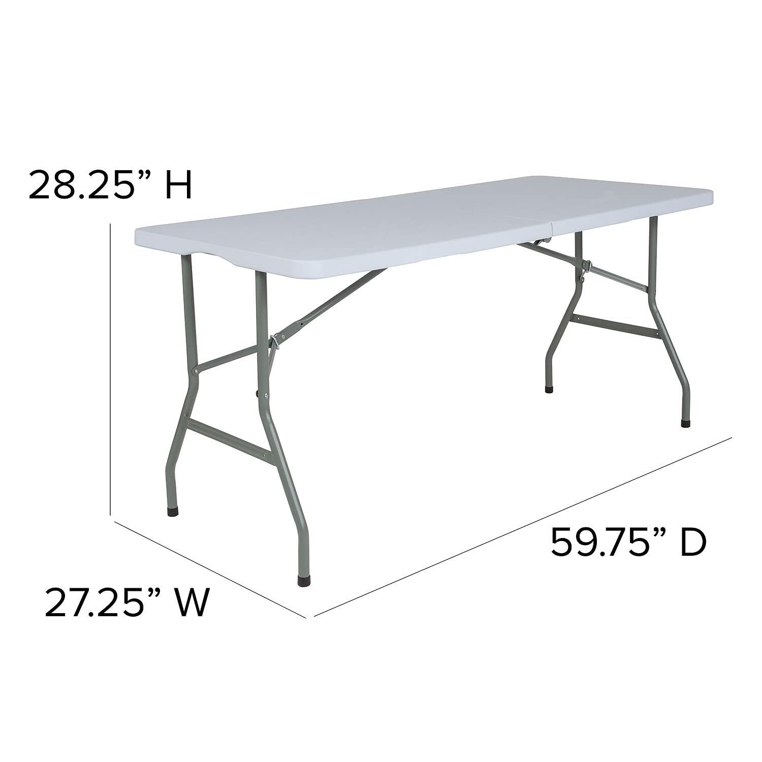 Flash Furniture Kathryn 4.97-Foot Bi-Fold Granite White Plastic Folding Table