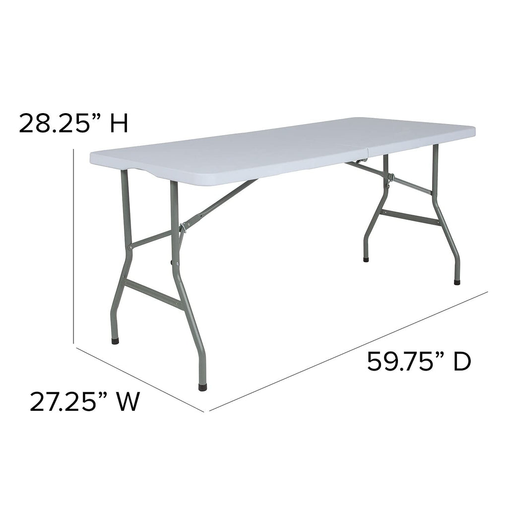 Flash Furniture Kathryn 4.97-Foot Bi-Fold Granite White Plastic Folding Table