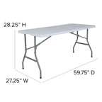 Flash Furniture Kathryn 4.97-Foot Bi-Fold Granite White Plastic Folding Table