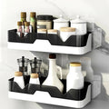Wall Mounted Shelf Organiser, No Drill Adhesive, Plastic, Black And White, Multipurpose, 2 Pack