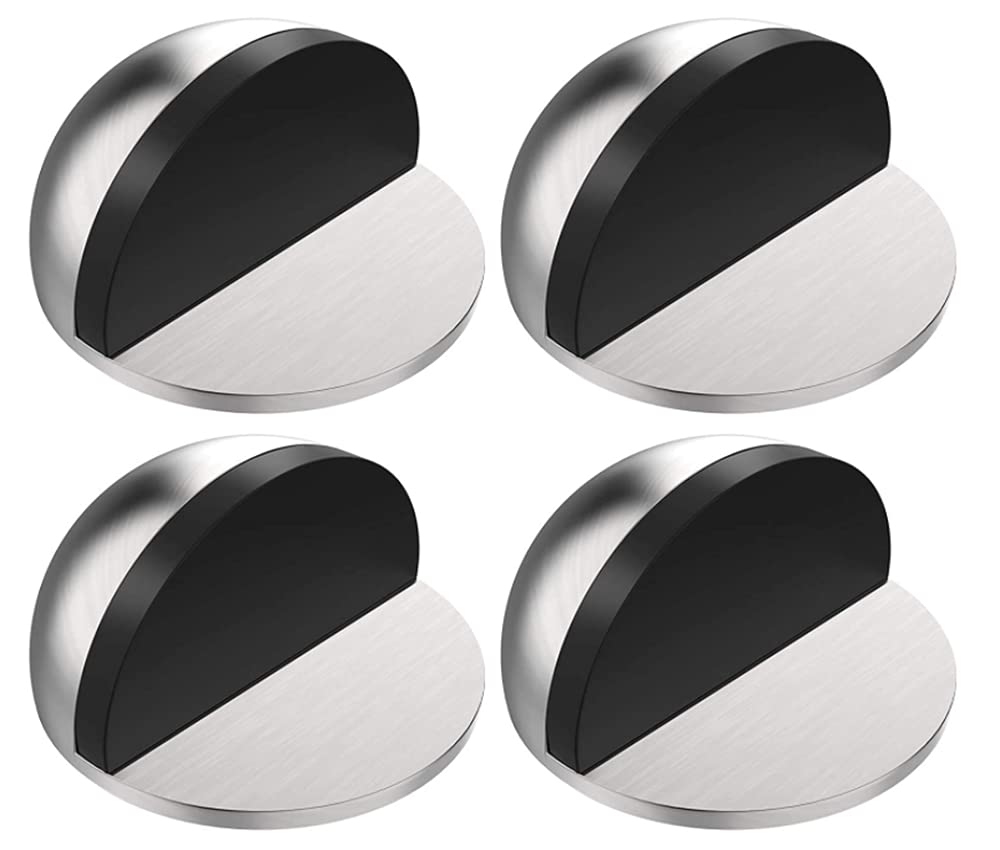Ltiyitl Stainless Steel Half Dome Floor Door Stop Self-Adhesive With Rubber Free Punching-Ground Door Stops For Bedroom Living B