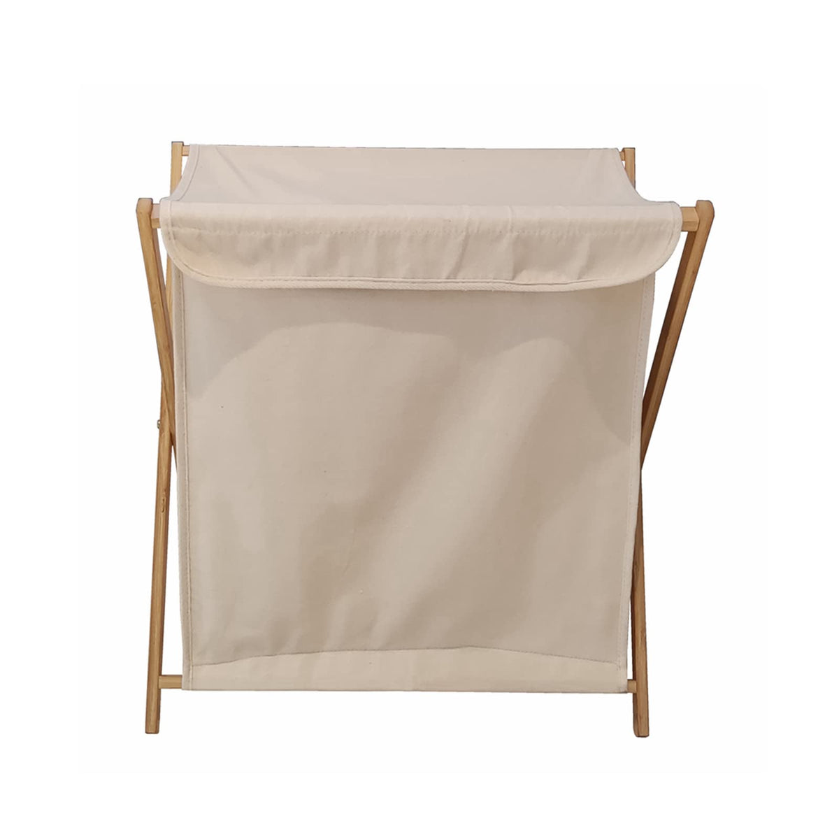 suiwoyou Bamboo Wood Xframe Laundry Hamper with Lid Collapsible Dirty Clothes Laundry Basket Foldable Storage for Household, Be