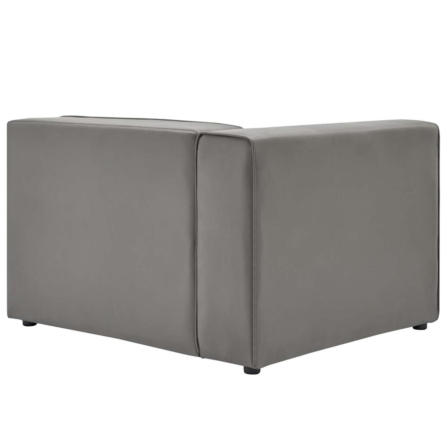 Modway Mingle Vegan Leather Sectional Sofa Left-Arm Chair in Gray