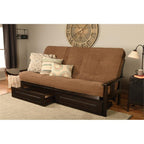 Kodiak Furniture Monterey Queen Espresso Wood Storage Futon-Mocha Brown Mattress