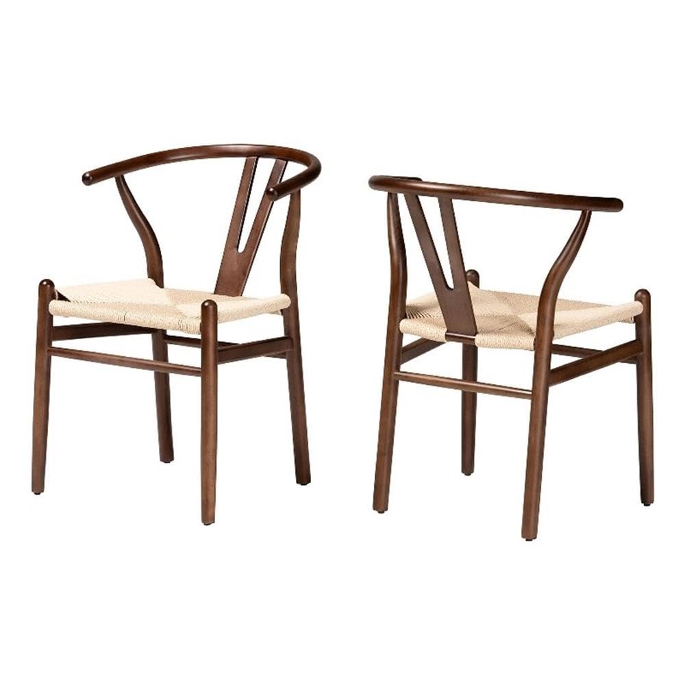 Baxton Studio Paxton Modern Dark Brown Finished Wood 2-Piece Dining Chair Set