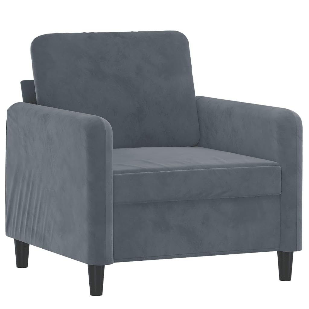 vidaXL Dark Gray Velvet Sofa Chair - Comfortable Padded Seat - Stable Metal Frame - Modern Design - Ideal for Living Room, Lounge, or Office