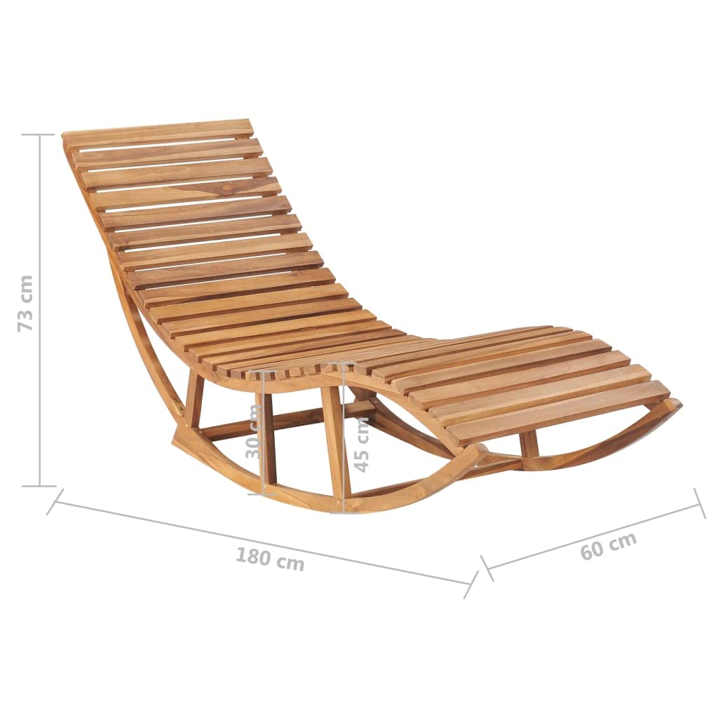 vidaXL Rocking Sun Lounger - Solid Teak Wood Construction with Bright Green Cushion - Equipped with Rocking Motion Feature - Ideal for Patio, Balcony, and Garden Settings