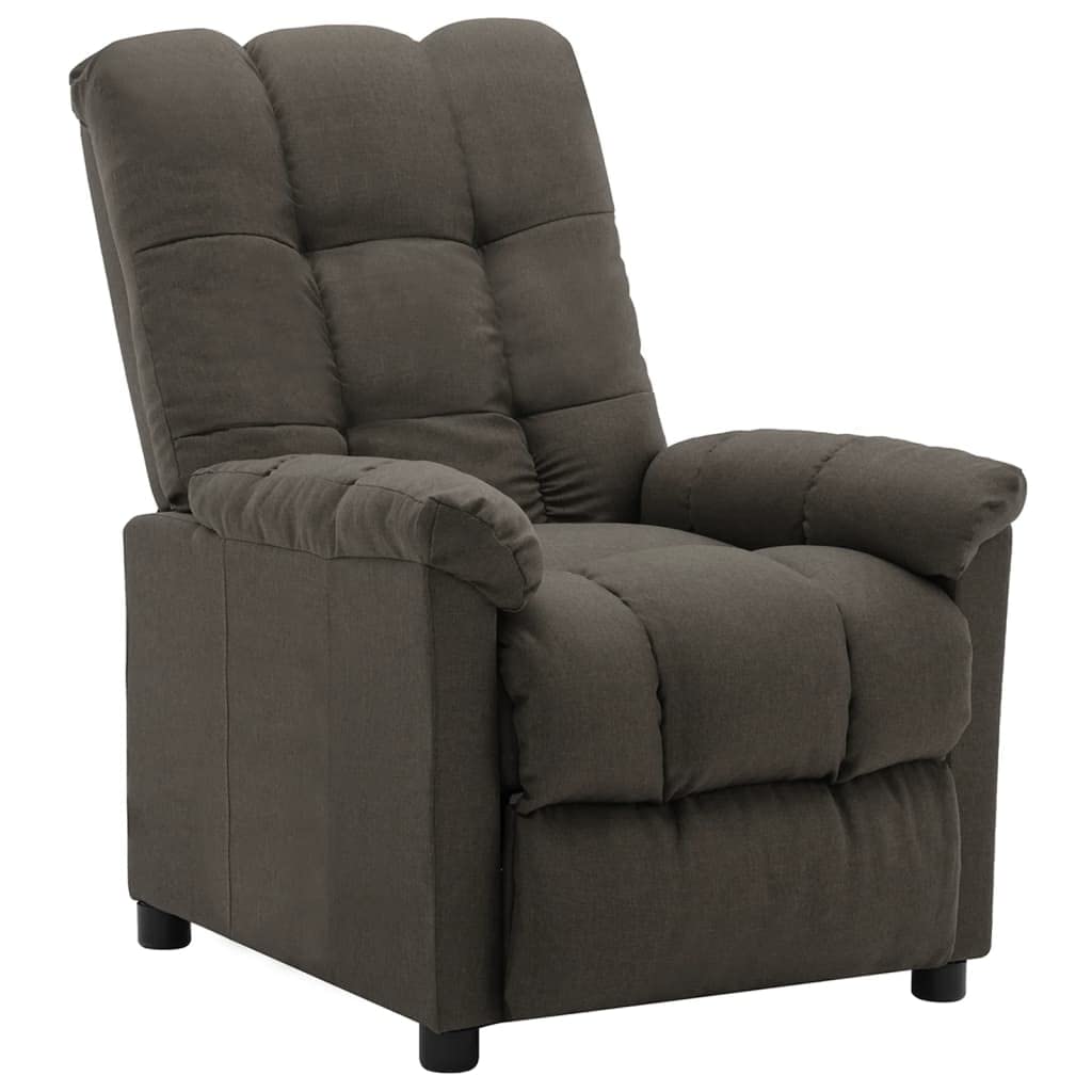vidaXL Taupe Fabric Recliner - Adjustable Backrest and Footrest, Padded Seat, Easy Assembly, Side Pocket, Durable Polyester Upholstery, Sturdy Iron and Plywood Construction