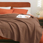 Phf 100% Cotton Waffle Weave Blanket Twin Size 66'X90'-Lightweight Washed Soft Breathable Blanket For All Season-Perfect Blanket Layer For Couch Bed Sofa -Elegant Home Decoration - Cappuccino