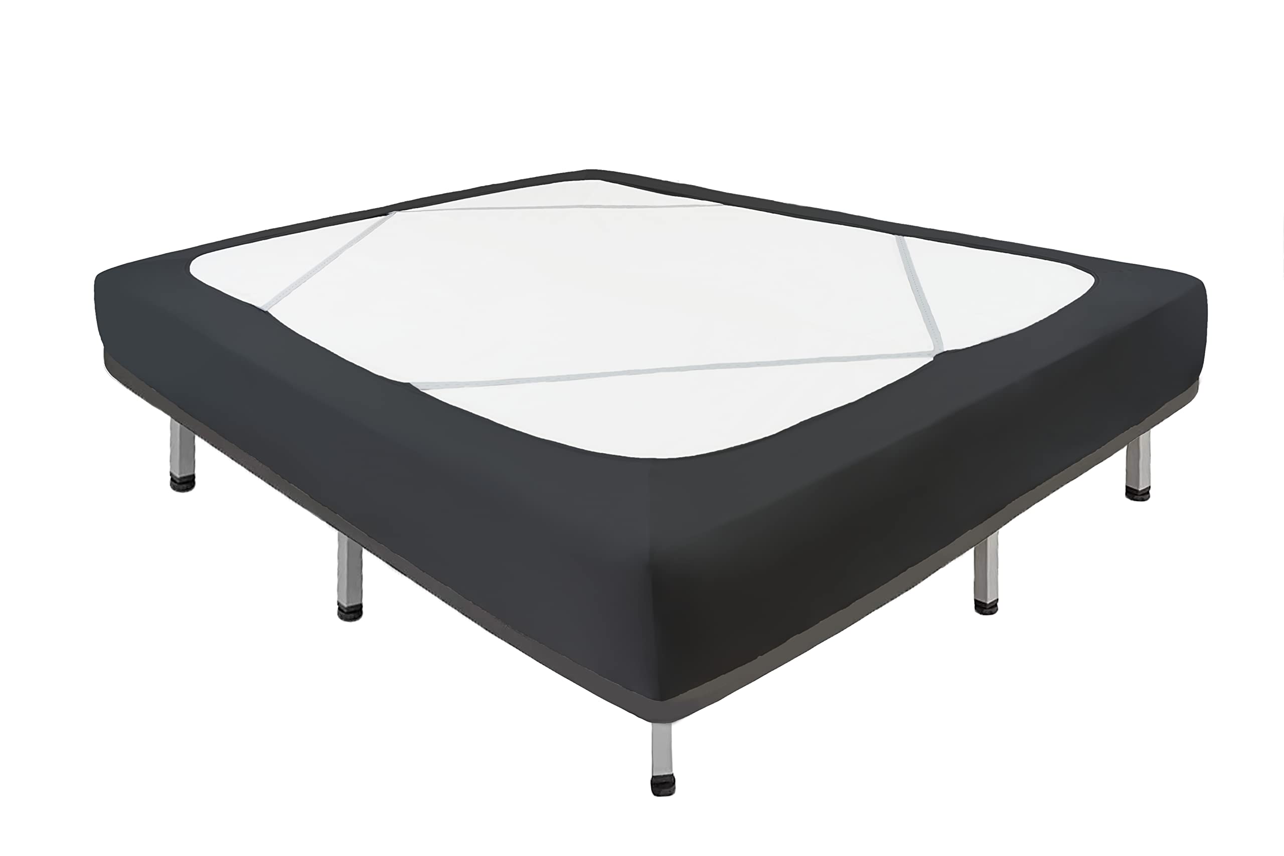 Biscaynebay Decorative Box Spring Cover King & Cal King Size, Black Luxurious Jersey Knitting Stretchy Wrap Around 4 Sides Bed S