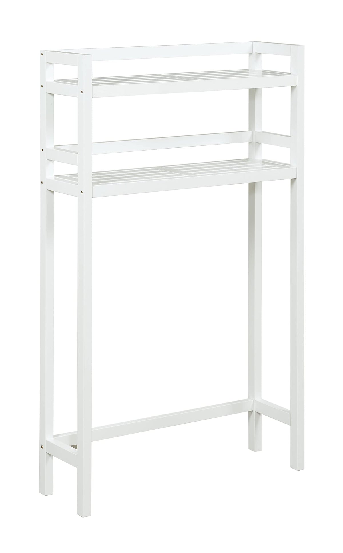 New Ridge Home Goods Solid Wood Dunnsville 2-Tier Space Saver for Extra Storage, WHITE