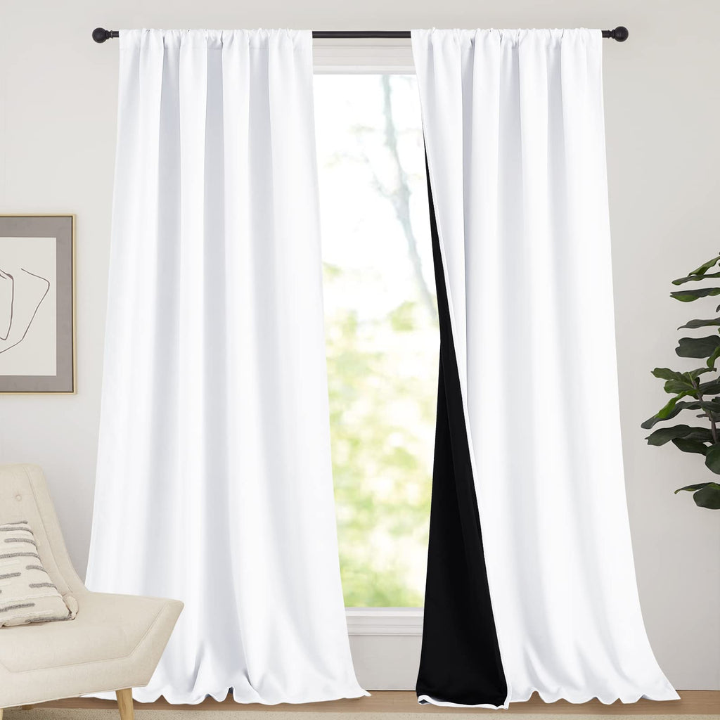 Nicetown Sturdy Full Shading Curtains For Windows, Super Heavy-Duty Black Lined Blackout Curtains For Bedroom, Privacy Assured W