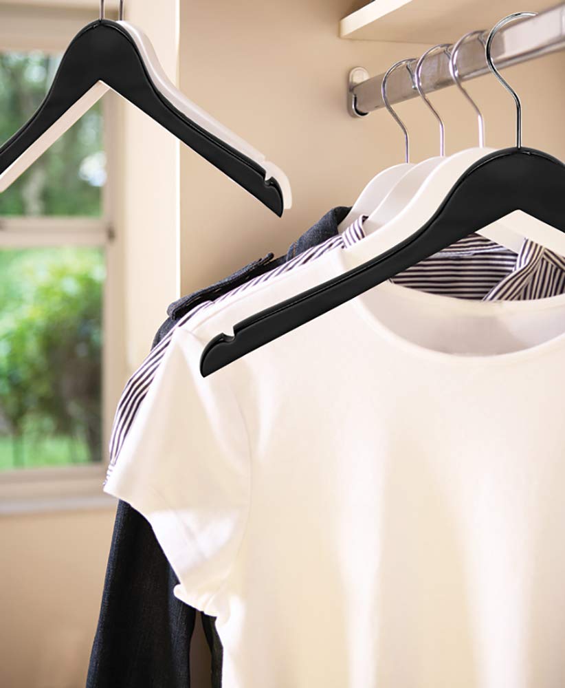 The Great American Hanger Company The American Company Wood, Box Of 25 Space Saving 17 Inch Flat W/Chrome Swivel Hook & Notches