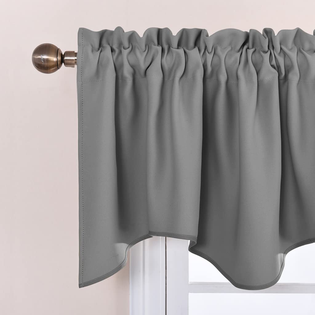 Nicetown Silver Grey Valances For Windows - Thermal Insulated Blackout Kitchen Curtain Valances Rod Pocket Tiers For Living Room