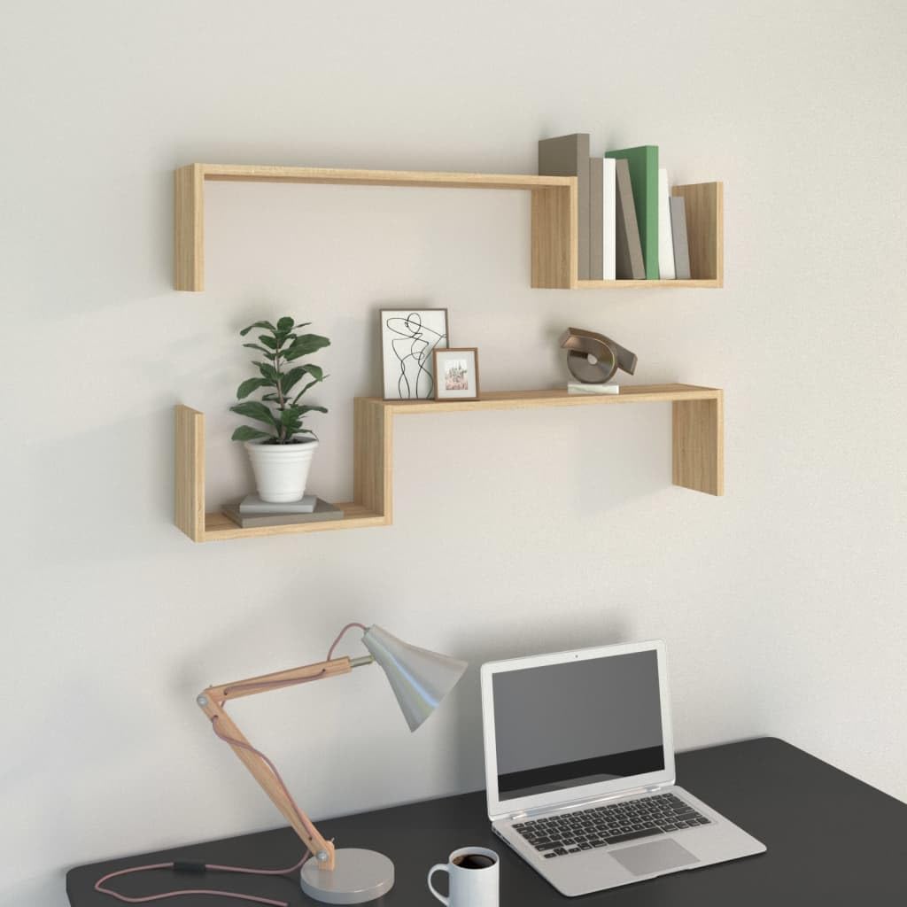 vidaXL Wall Shelves 2 pcs Sonoma Oak 39.4"x5.9"x7.9" Engineered Wood